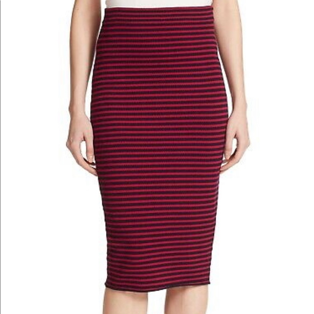 A.L.C. Dark Cherry and Navy Stripe  Delmar Pencil Skirt